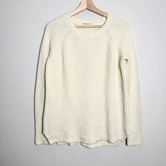 Marine Layer Delaney Pullover Waffle Knit Sweater in Off White Sz Medium - Picture 2 of 6